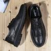 Men's Quality Leather Shoes British Business Lace Up Fashion Black Split Leather Shoes Men Moccasin