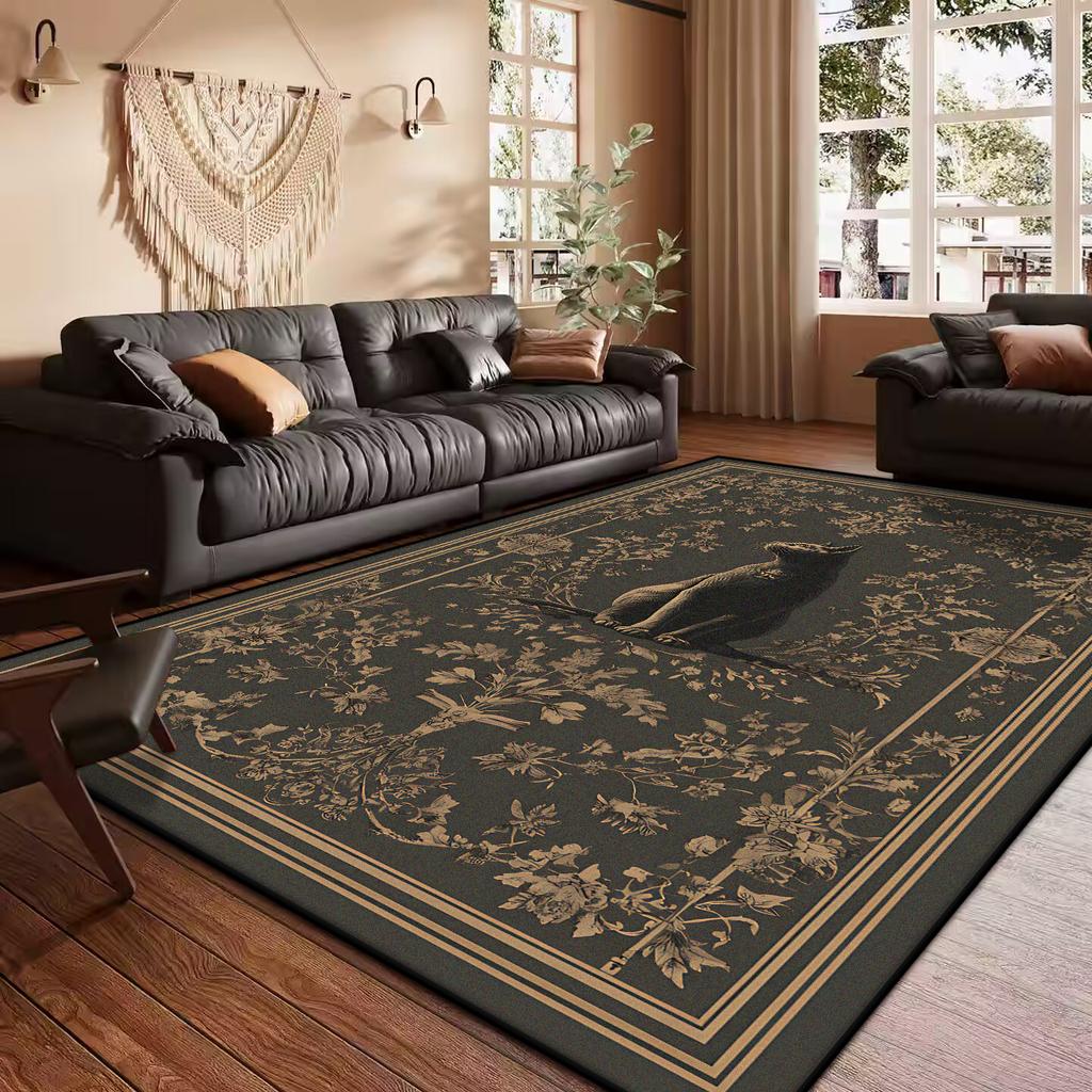 French Retro Style Creative Living Room Carpet Floral Pattern Kitchen Corridor Bedroom Mat Home Decoration Easy Care Sofa Rug