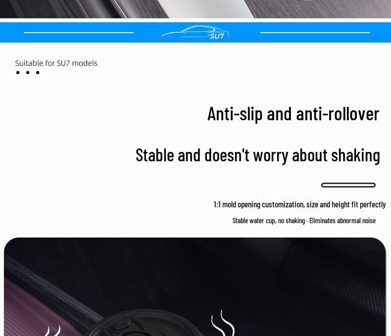 Anti-Slip Shock-Absorbing Cup Holder and Coaster for Xiaomi SU7 Console