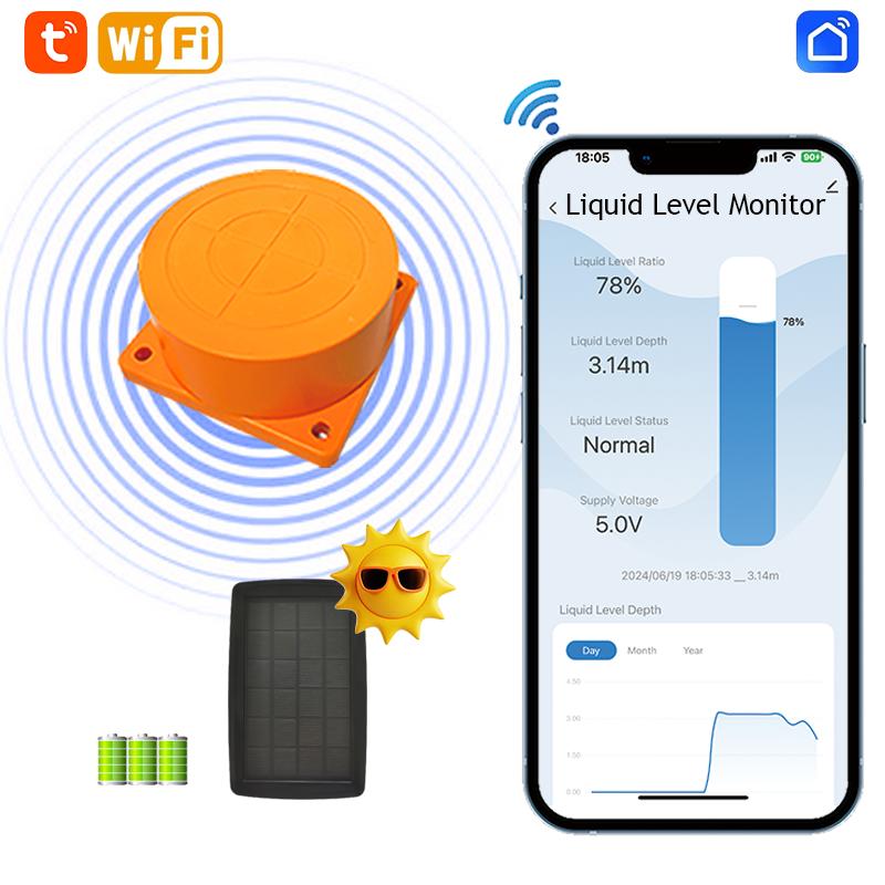 ME201WSP Tuya App Long Distance Check Alarm Ultrasonic Depth Wireless Gauge Water Tank Level Sensor