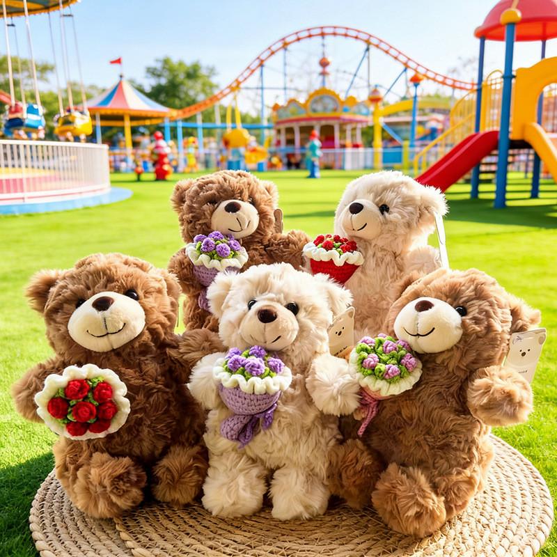Peluche Orsacchiotto con Decorazioni Floreali per Regalo di San Valentino e da Collezione