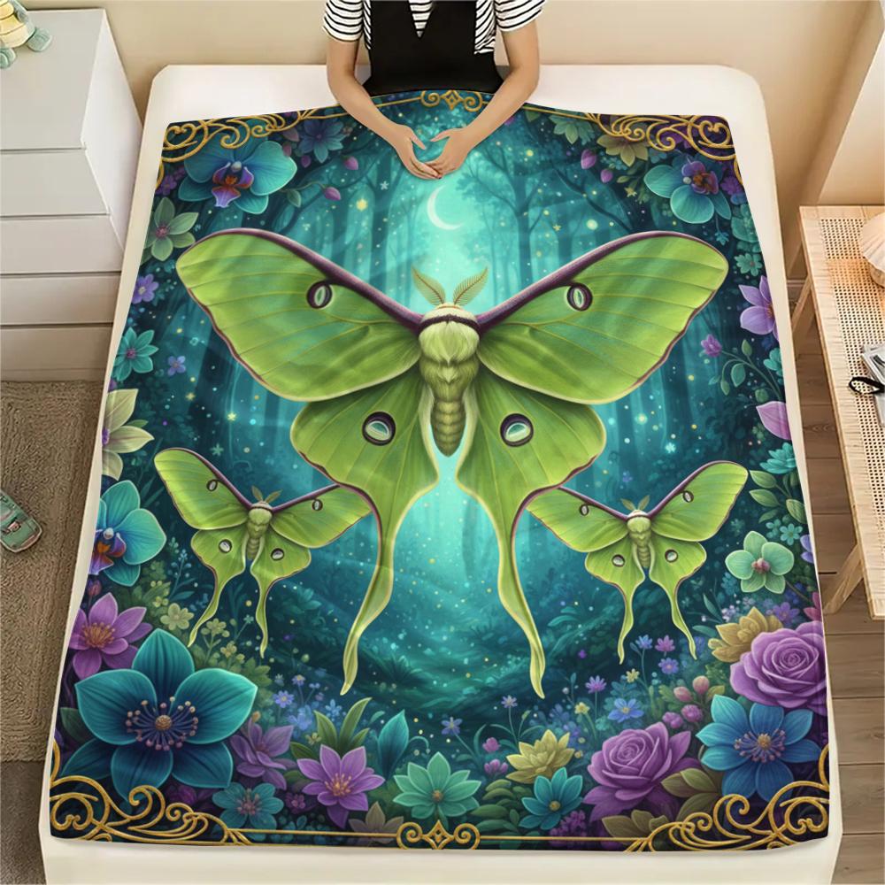 1PC 3D Butterfly Print Flannel Blanket, High Quality All Seasons, Home Decor, Warmth and Comfort, Perfect for Christmas Gifts