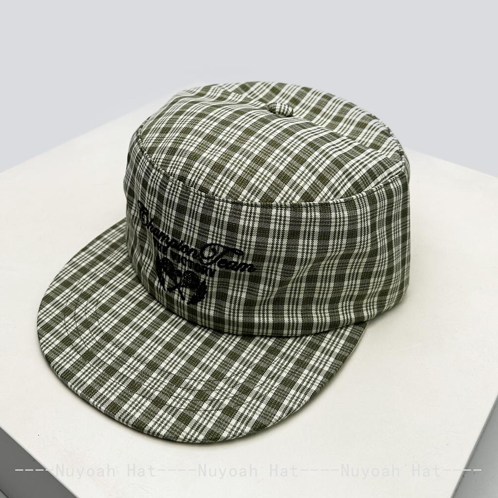 Korean Plaid Letter Embroidery Baseball Hats Sunshade Flat Top Versatile New Men Women Street Retro Fashion Peaked Caps Personal