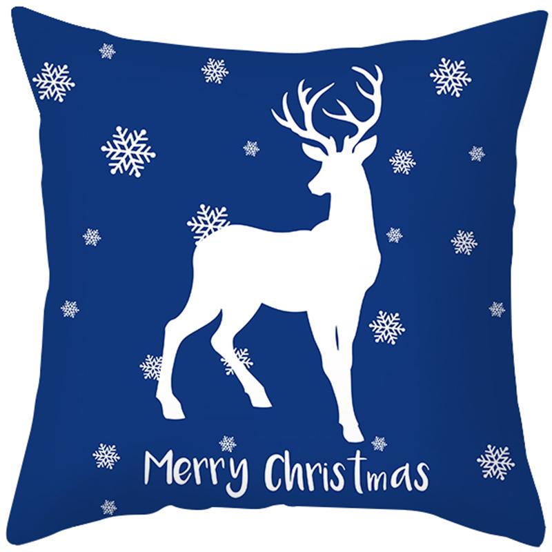 Home Decoration Christmas Blue Printing Poly Poems Pillow Set Nordic Modern New Year Decoration Cushion Set Funda De Almohada