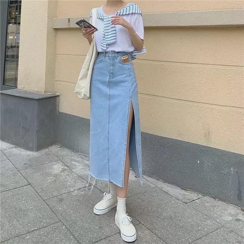 

Hong Kong Style High-Waist Printed Denim A-Line Skirt for Women 3XL чорний