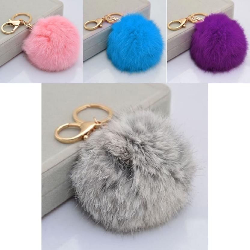 Elegant Soft Cute Rabbit Fur Ball Pompom Handbag Pendant For Trendy Key Chains