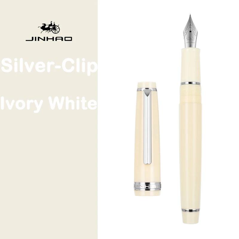 JINHAO 82 Fountain Pen Gold Trim Acrylic Barrel Silver Clip for Writing Calligraphy Signature School Office Supplies Stationery