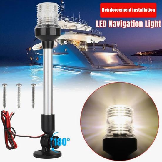 LED Stern Light Waterproof IP67 White Fold Down Rear Boat Navigation Light Boat Running Light for Pontoon Fishing Bass Jon Boats
