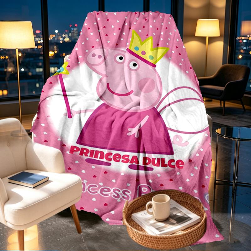 Peppa Pig Print Blanket - Soft & Comfortable, for Bedroom, Travel, Sofa, Home Decoration - Birthday Christmas Gift for Friend
