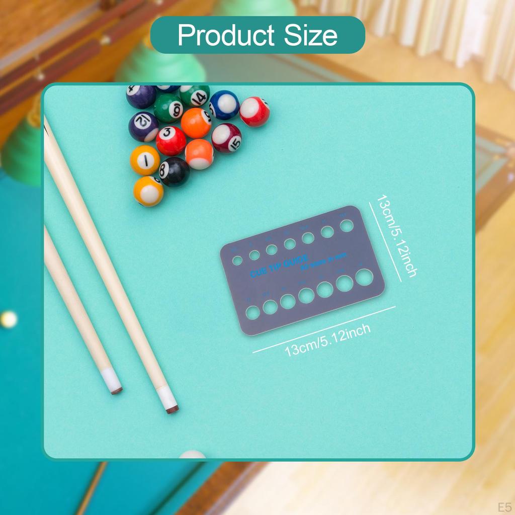 8.5mm-15mm Pool Cue Tip Gauge Acrylic Billiard Supplies Sturdy Compact Lightweight Gift Size