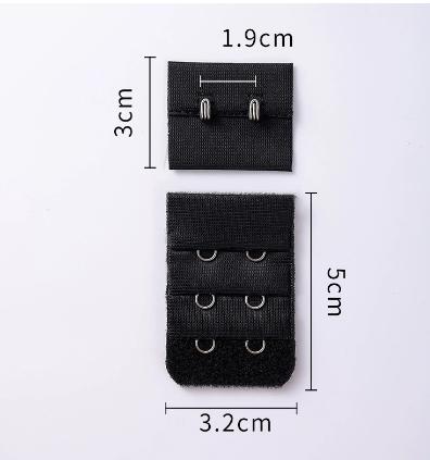 Bra Extender 3 Rows 2 Hooks Adjustable Closure Extension for Lingerie Underwear Stainless Steel Hooks Durable Elastic Fabric One Size