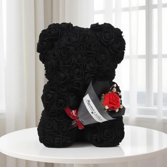 Cute Bear Artificial Rose Flower with Gift Box Valentine's Day Gifts for Mom Wife Grandma Girlfriend Sister In Mother's Day Birthday Anniversary