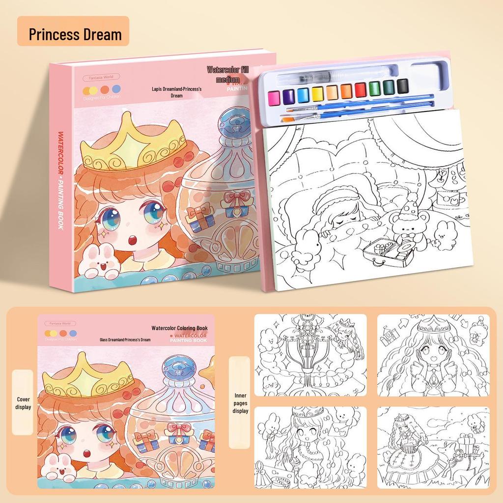 Kids' Watercolor Paint & Doodle Coloring Book for Kindergarten