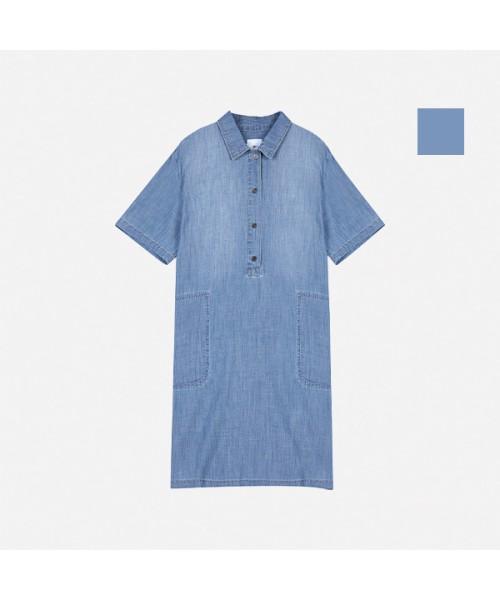 BANGBANG Women'S Denim Collar Half-Open Long Dress (Nomd47)