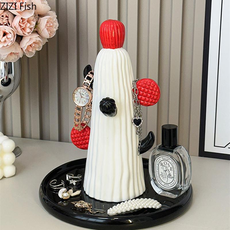 Cactus Shaped Storage Tray Creative Living Room Tabletop Decoration Ceramic Key Jewelry Storage Ornaments Home Storage Tools