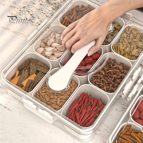 Snack Box with 8 Compartments Space-Saving Snack Plate for Sweets Nuts Fruit Storage Snack Tray Versatile Snack Organizer