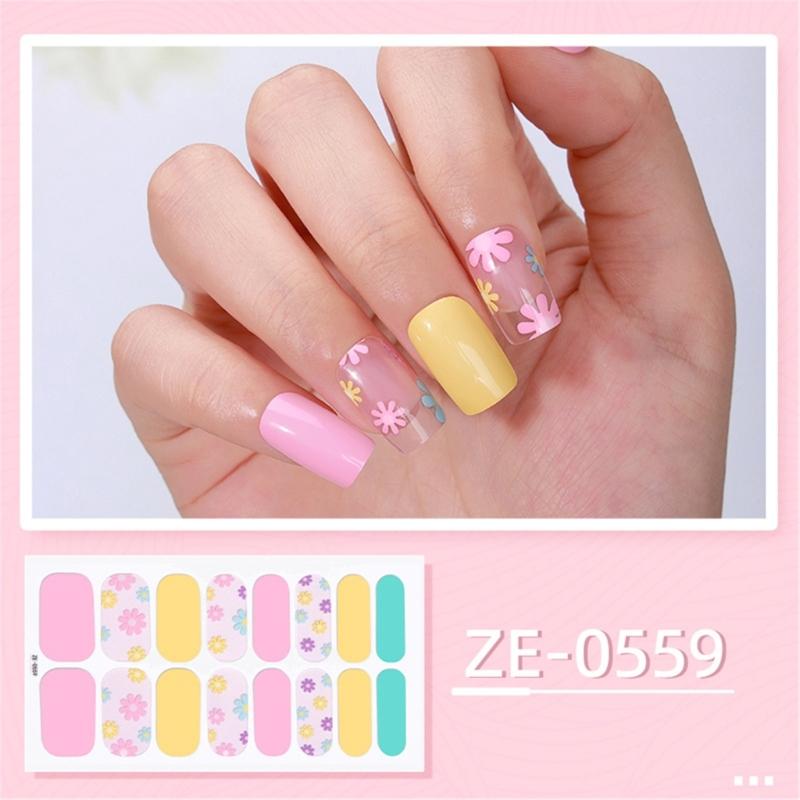 Nails Art Sticker with Nail File Waterproof Gels Nail Strips Nail Polish Sticker Nail Wraps Nails Art Decoration for Girl