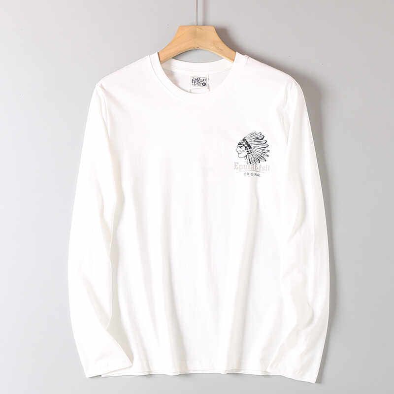 Original Export Surplus Spring and Autumn Men's Round Neck Long Sleeve Indian Print Casual Versatile Base Shirt Top