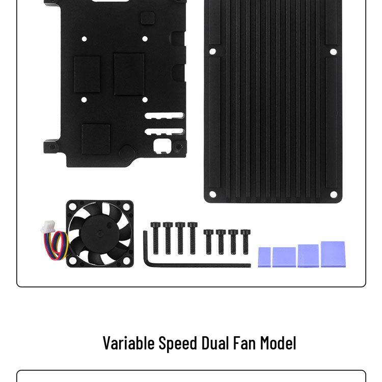 Raspberry Pi 5 Aluminum Alloy Armor Case with PWM Fan, Tools & Thermal Paste