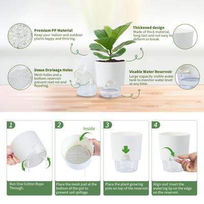 Blumentopf mit Drainagelöchern Wassereinfüllöffnung Automatischer Selbstbewässerung Hydroponischer Blumentopf Transparenter Sockel Hydroponischer Pflanztopf