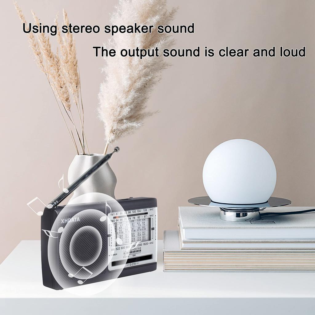 XHDATA D219 Portable Shortwave Wide FM Pocket AA Battery Emergency Easy Horizontal Japanese Instruction Manual Gray Radio, Compact, FM, AM, SW,