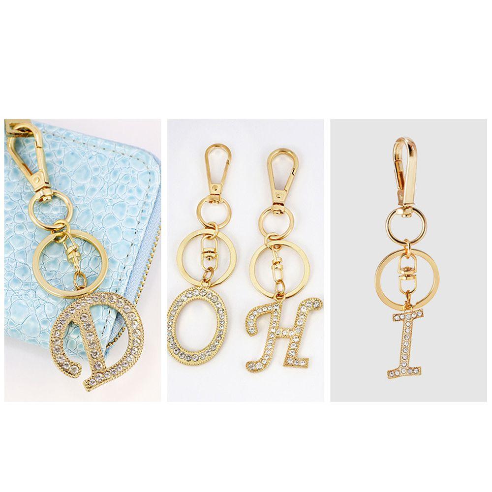 Keychain Alphabet Keyring Rhinestone Letter Key Chain Letter Pendant 26 Alphabet Key Ring