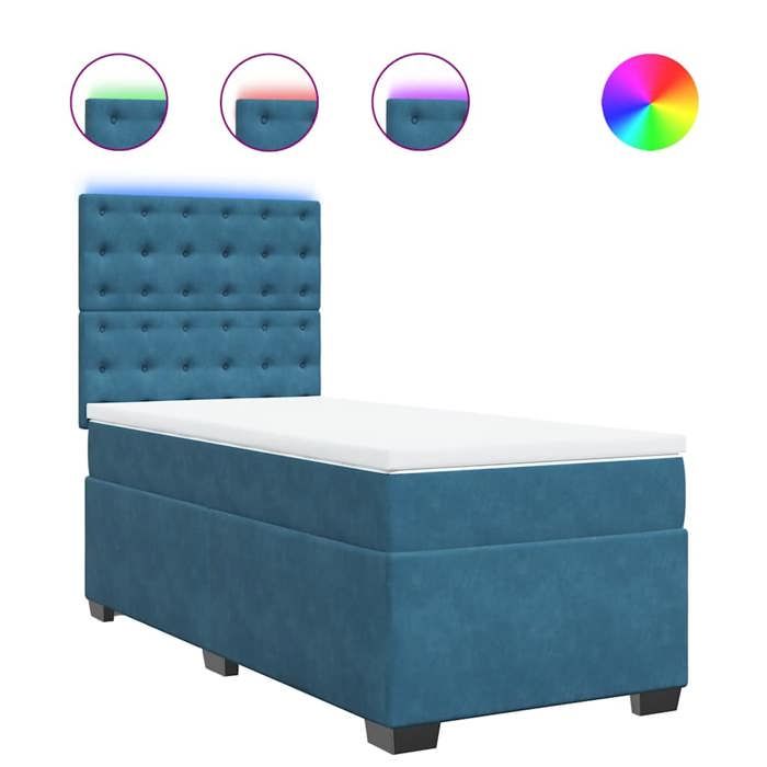 Maison Exclusive - Sommier à lattes de lit avec matelas bleu 90x190 cm velours