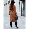 French-Inspired Wool Wrap Coat 2025 - V-Neck Single Breasted Coatigan W/ Cinched Belt, Tailored Fully Lined Outerwear for Office To Gala