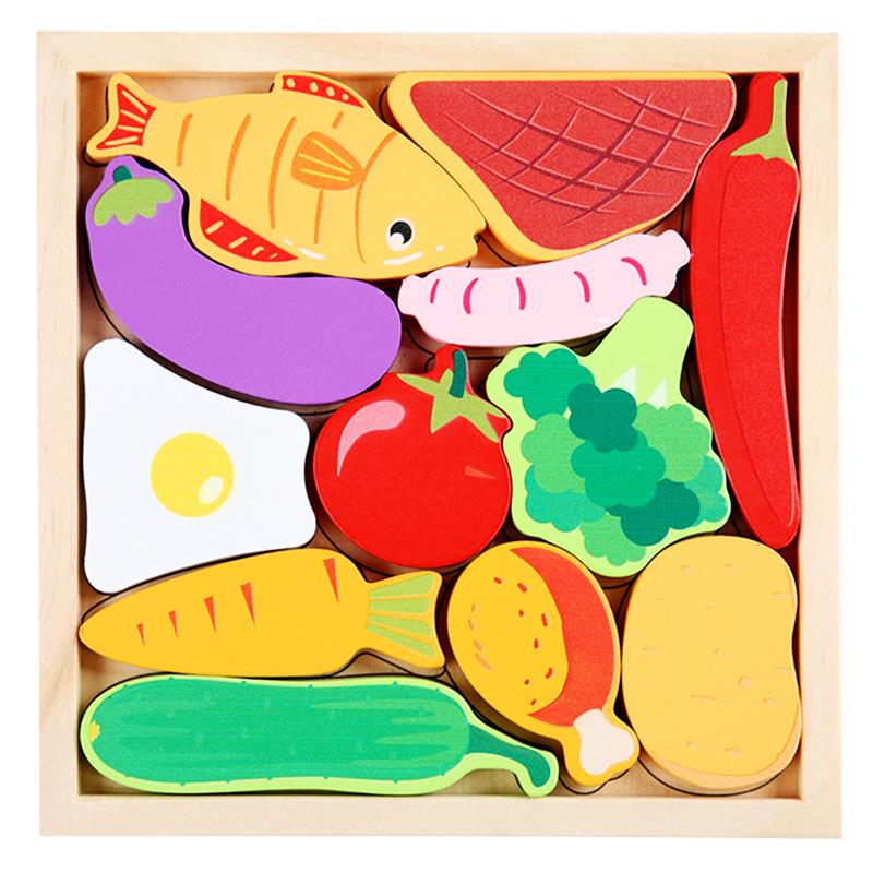 3D Animal & Fruit Pegboard Jigsaw Puzzle for Kids