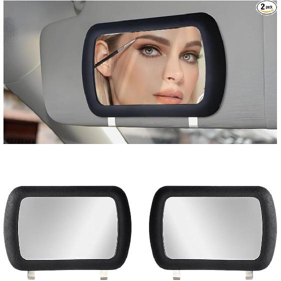 2 PCS Car Sun Visor Vanity Mirror, Clip-on Deluxe Visor Mirror Shading Cosme