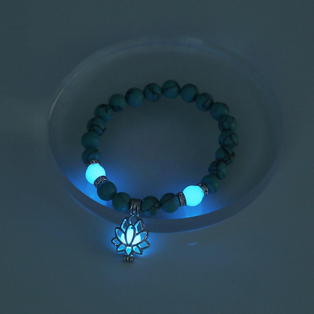 Turquoise Luminous Lotus Yoga Bracelet: Multi-color Fluorescent Trendy Unisex Bangle