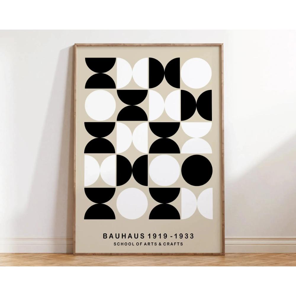 Mid Century Bauhaus Poster Geometric Wall Art Canvas Prints Living Room Bedroom Bright Colourful Artwork for Home Decor