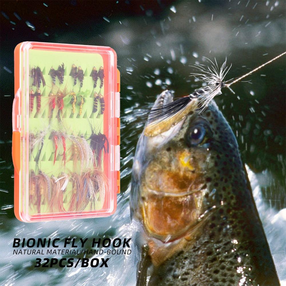 30/32PCS with Carbon Steel Hook Fly Fishing Lures Lightweight Fly Fishing Bait Kit  For Trout