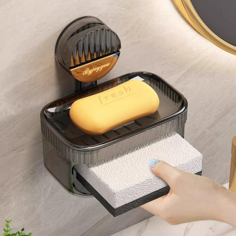 Removable Drain Soap Box Punch-Free Soap Rack Practical Suction Cup Sponge Soap Holder for Home