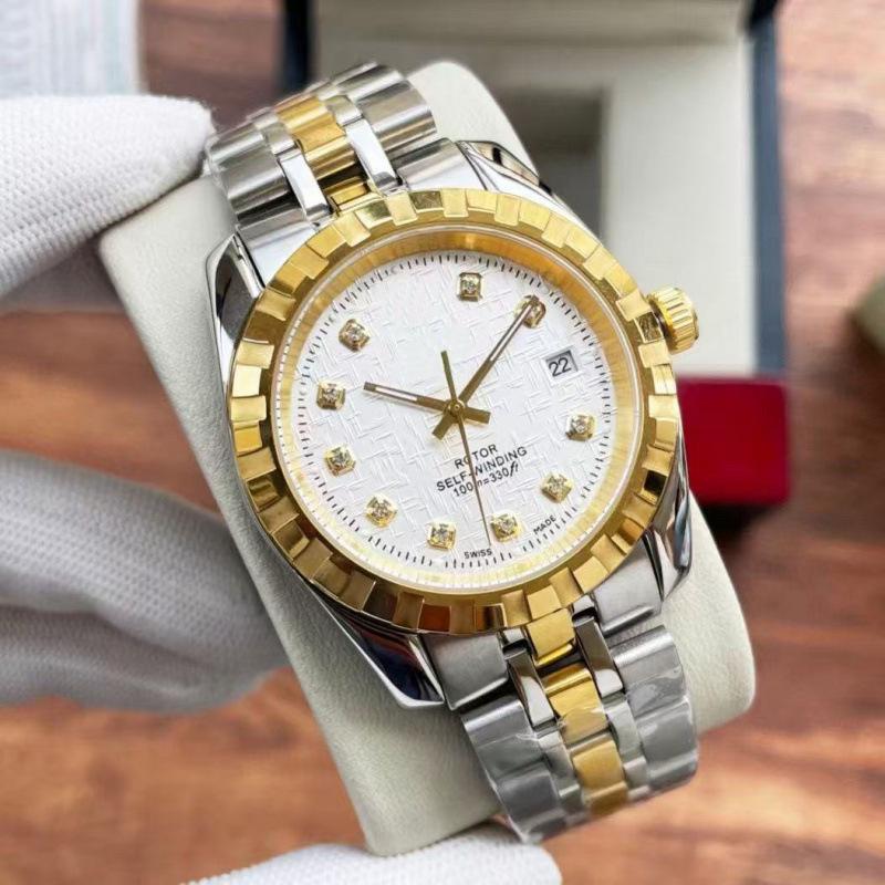 TUD Classic M22010 Men's Automatic Steel Watch with Serrated Bezel & Diamond Inlaid Plaid.