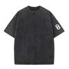 2024 Acid Wash Cotton T Shirt Men's Round Neck Worn-out Short Sleeved T-shirt European American Youth Fashion Sports Casual T-shirt