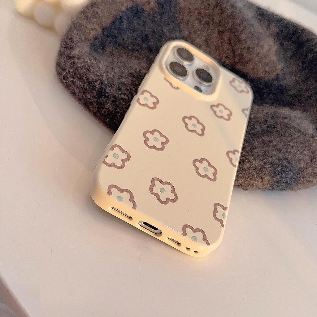 Květinový kryt na telefon s jemnými liniemi vhodný pro telefony Apple