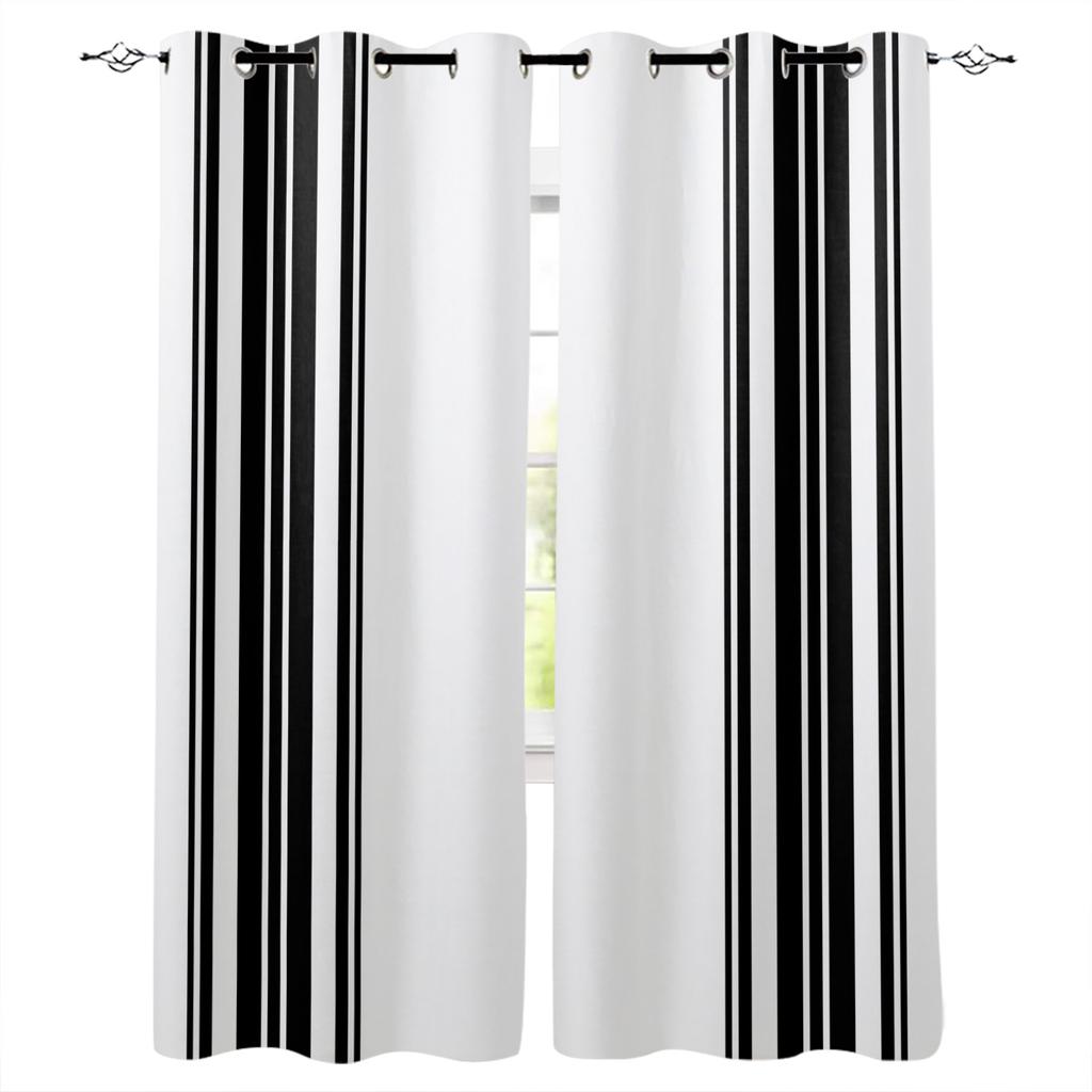 Simple Black And White Stripes Blackout Curtains for Children Kids Home Decor Bedroom Living Room High Shading Window Curtains