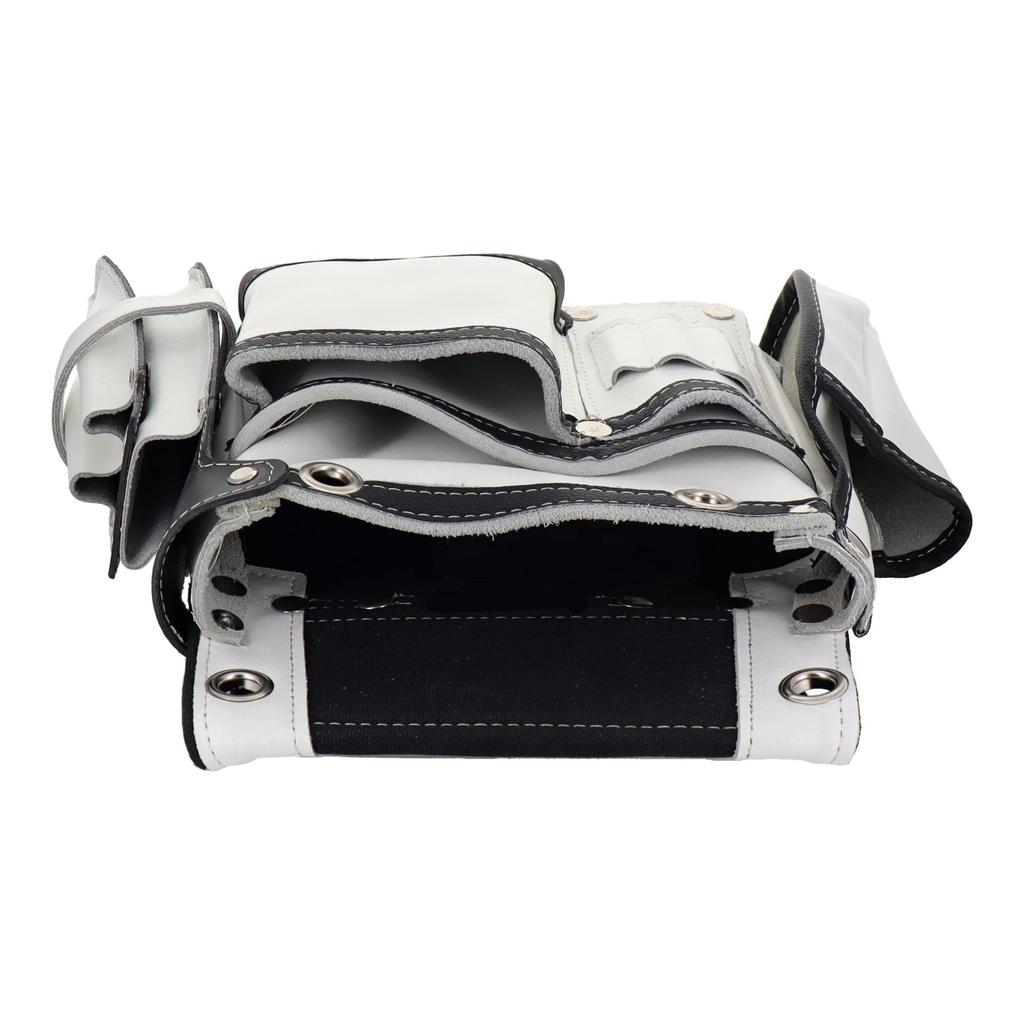 Sankyo Corporation DBLTACT Genuine Leather Superior Nail Bag, 2-Tier with Side Case, White, DTL-99-WH