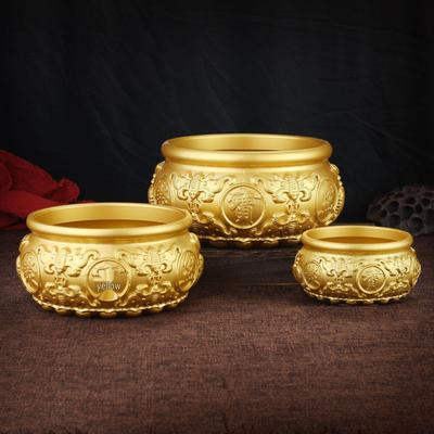 Antique-Style Brass Treasure Basin: Eight Blessings Ornament for Home, Worship, or Tea Ceremony