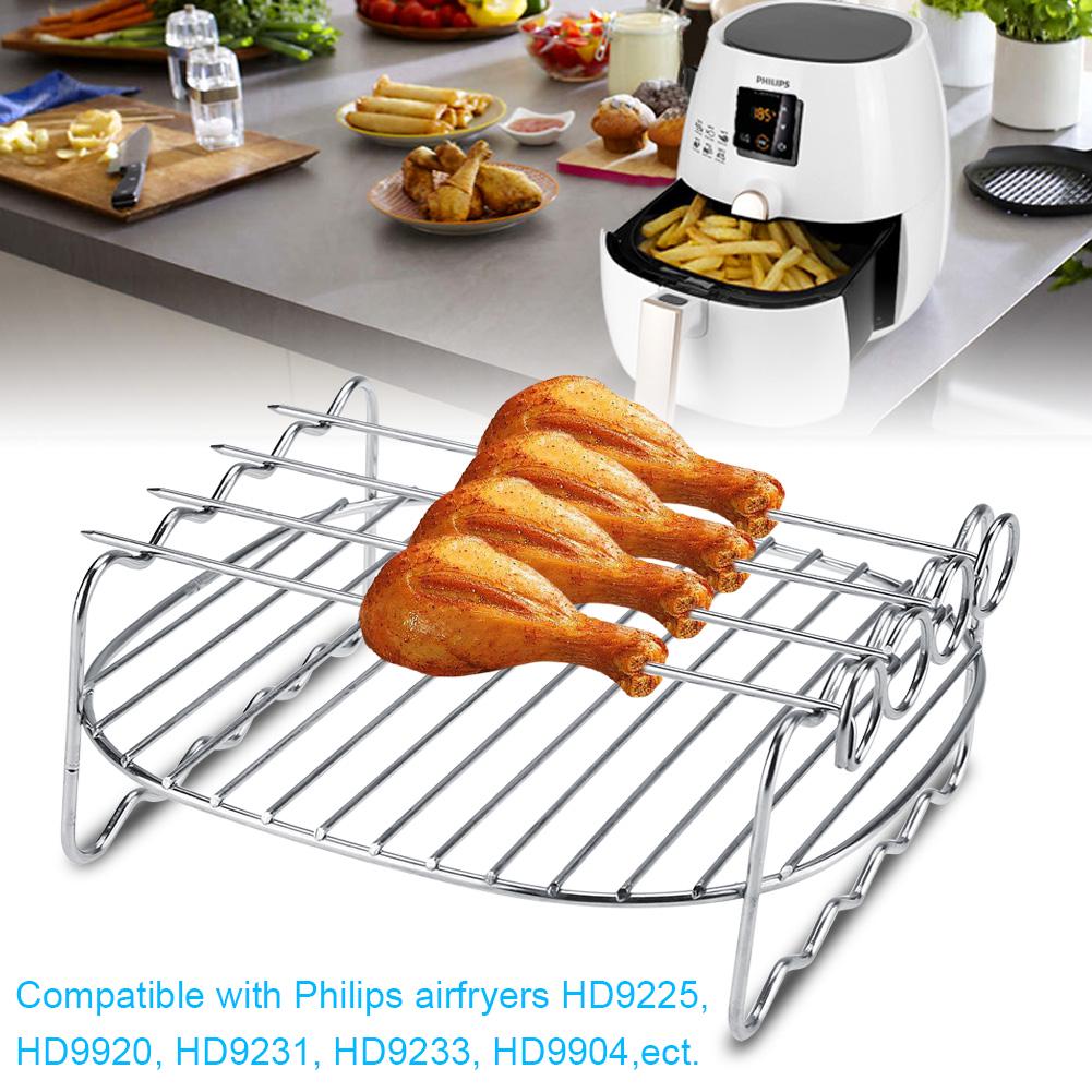 Replacement BBQ Rack Double Layer Skewers Baking Tray For Philips Air Fryer