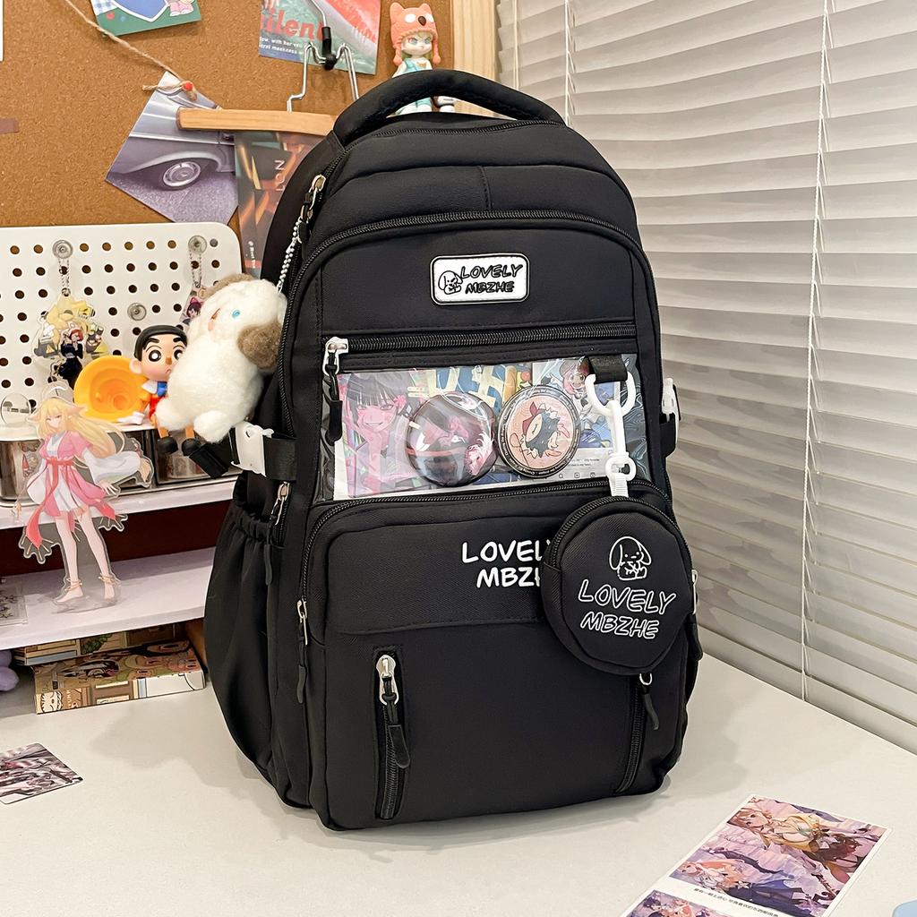 Schoolbag two-dimensional element transparent pain bag ins wind simple junior high school student leisure backpack large capacity Japanese student