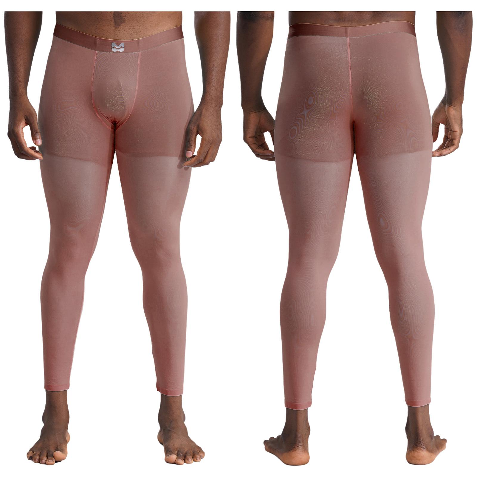 

Мужские спортивные компрессионные штаны с карманом Bulge Нижнее белье Johns Legging Tights Термобелье L розовый/телесный