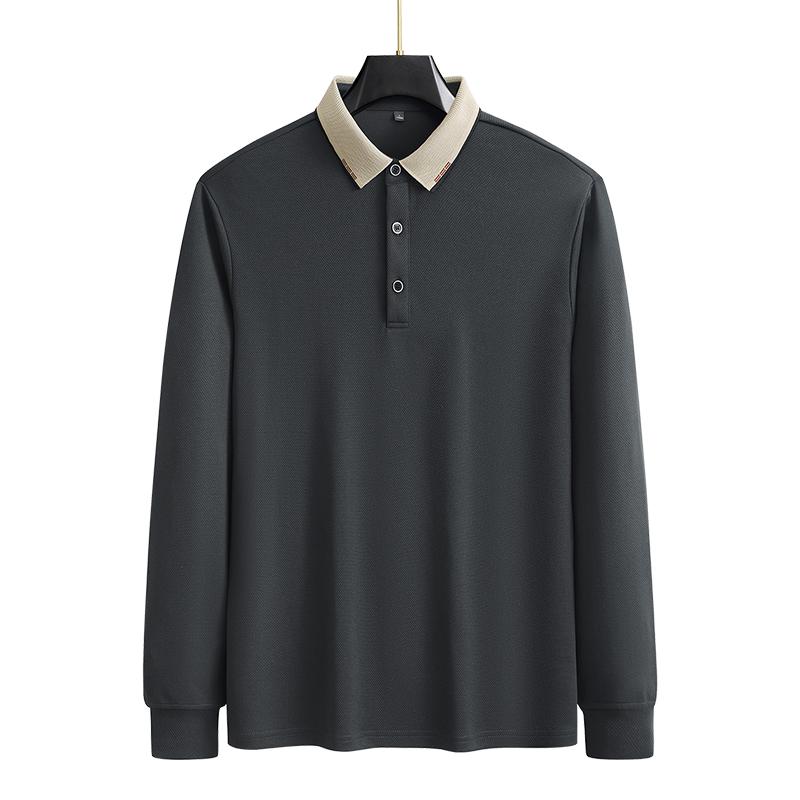 Large Size Long Sleeved T-shirt with a Collar and Polo Shirt As a Base for Men's Business Casual Tops In Spring and Autumn