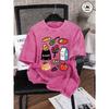 Bread Eggs Dairy Fresh Milk Print Washed T-Shirt Women Summer Casual T Shirt Cotton Loose Short Sleeve O-Neck Clothes