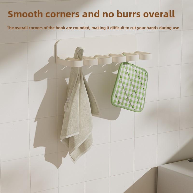 Multifunctional Toilet Bathroom Non-perforated Six holes Hook for Storage