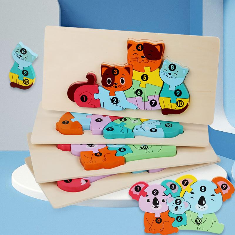Cpc Dětské Dřevěné Rodič-Dítě Zvíře Trojrozměrné Puzzle Vzdělávání v Raném Dětství Zvířecí Kognitivní Puzzle Hračka pro Intelektuální Rozvoj