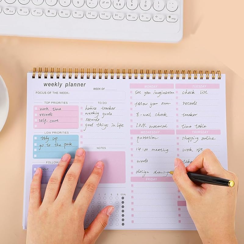 Accuprints Weekly Planner Notepad With 52 Undated Sheets8.5""11""- Weekly Desk Planner Pad With Spiral Binding For Women