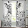 Giraffe Thread Sunflower Sheer Curtains for Kids Bedroom Living Room Voile Window Curtains Tulle Drapes