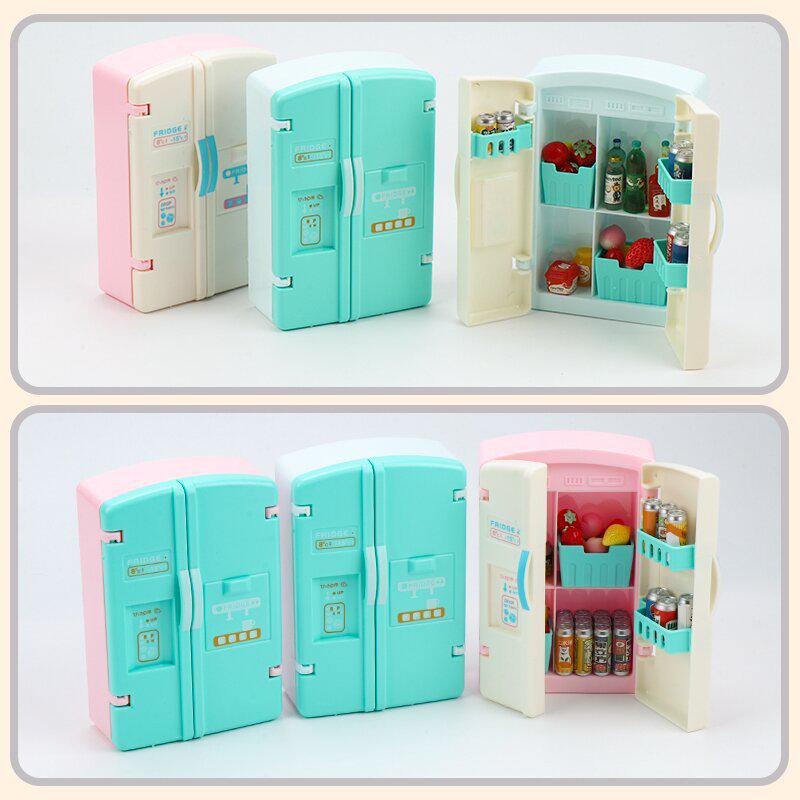 Mini Food Toy Set: Double-Door Fridge & Dollhouse DIY Model